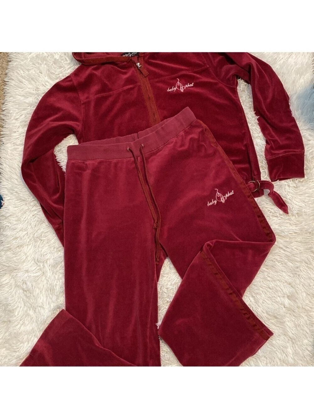 Baby Phat vintage Y2K maroon velour set